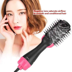 Electric 3 in 1 Hot Air Brush – Hair Dryer, Straightener & Curler Brush (Ceramic Coated)
