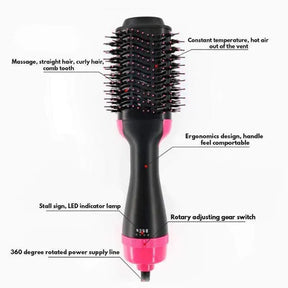 Electric 3 in 1 Hot Air Brush – Hair Dryer, Straightener & Curler Brush (Ceramic Coated)