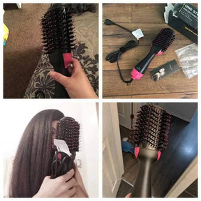 Electric 3 in 1 Hot Air Brush – Hair Dryer, Straightener & Curler Brush (Ceramic Coated)