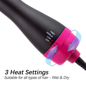 Electric 3 in 1 Hot Air Brush – Hair Dryer, Straightener & Curler Brush (Ceramic Coated)