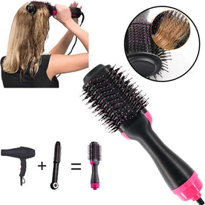 Electric 3 in 1 Hot Air Brush – Hair Dryer, Straightener & Curler Brush (Ceramic Coated)