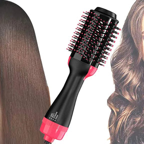 Electric 3 in 1 Hot Air Brush – Hair Dryer, Straightener & Curler Brush (Ceramic Coated)