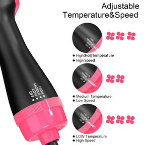 Electric 3 in 1 Hot Air Brush – Hair Dryer, Straightener & Curler Brush (Ceramic Coated)