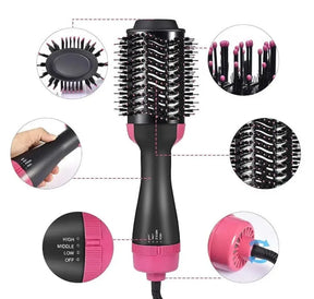 Electric 3 in 1 Hot Air Brush – Hair Dryer, Straightener & Curler Brush (Ceramic Coated)