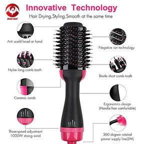 Electric 3 in 1 Hot Air Brush – Hair Dryer, Straightener & Curler Brush (Ceramic Coated)
