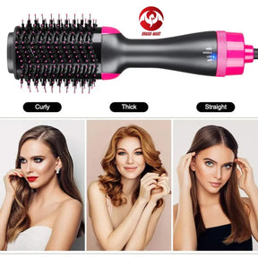 Electric 3 in 1 Hot Air Brush – Hair Dryer, Straightener & Curler Brush (Ceramic Coated)