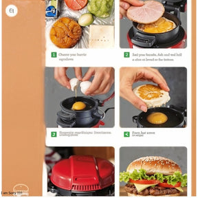 Electric Burger & Sandwich Maker – 3-in-1 Grill, Toaster & Panini Press (600W, Nonstick, Red)