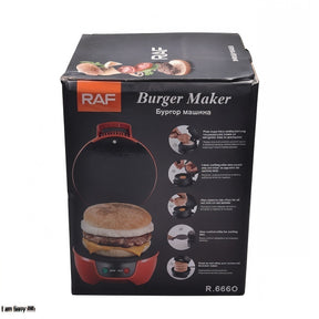 Electric Burger & Sandwich Maker – 3-in-1 Grill, Toaster & Panini Press (600W, Nonstick, Red)