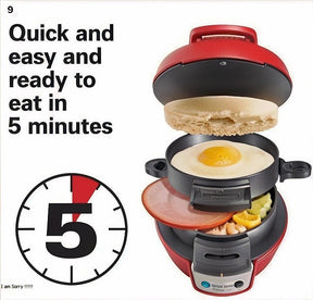 Electric Burger & Sandwich Maker – 3-in-1 Grill, Toaster & Panini Press (600W, Nonstick, Red)