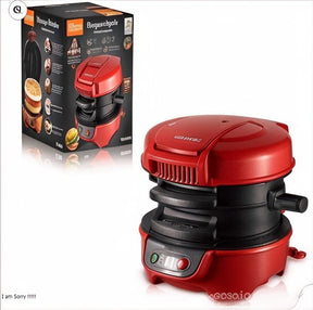 Electric Burger & Sandwich Maker – 3-in-1 Grill, Toaster & Panini Press (600W, Nonstick, Red)