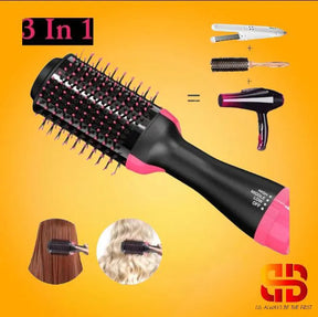 Electric 3 in 1 Hot Air Brush – Hair Dryer, Straightener & Curler Brush (Ceramic Coated)