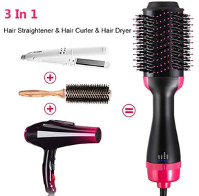 Electric 3 in 1 Hot Air Brush – Hair Dryer, Straightener & Curler Brush (Ceramic Coated)